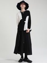 Loose Geometric Contrast Lantern Sleeve Sweatshirt